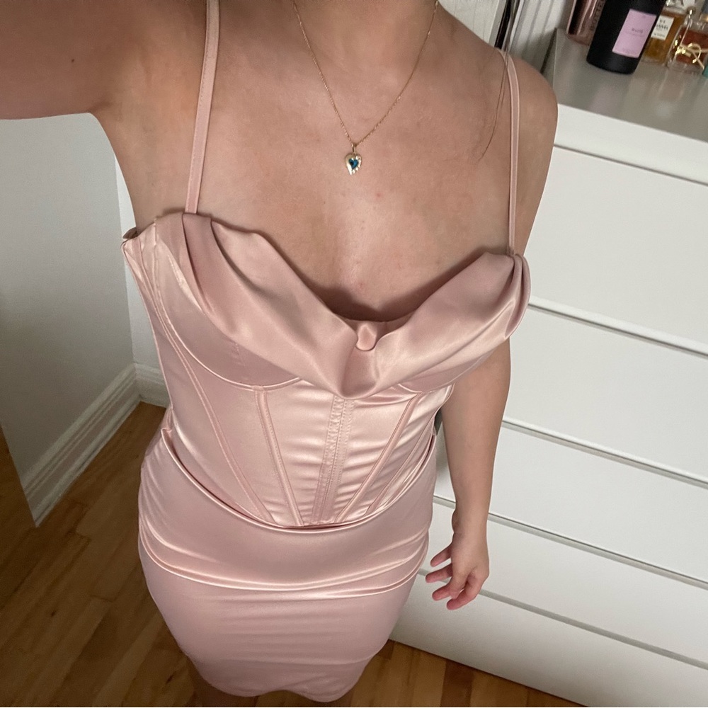 Rose gold midi corset dress from Shein